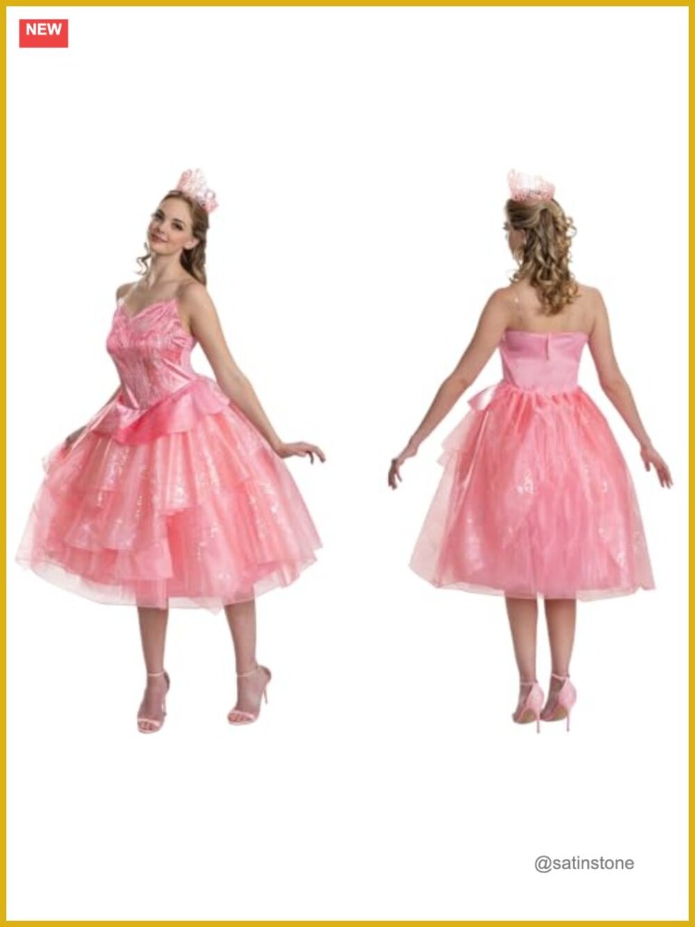 Deluxe Glinda Wicked Costume Dress Polyester Theater Cosplay